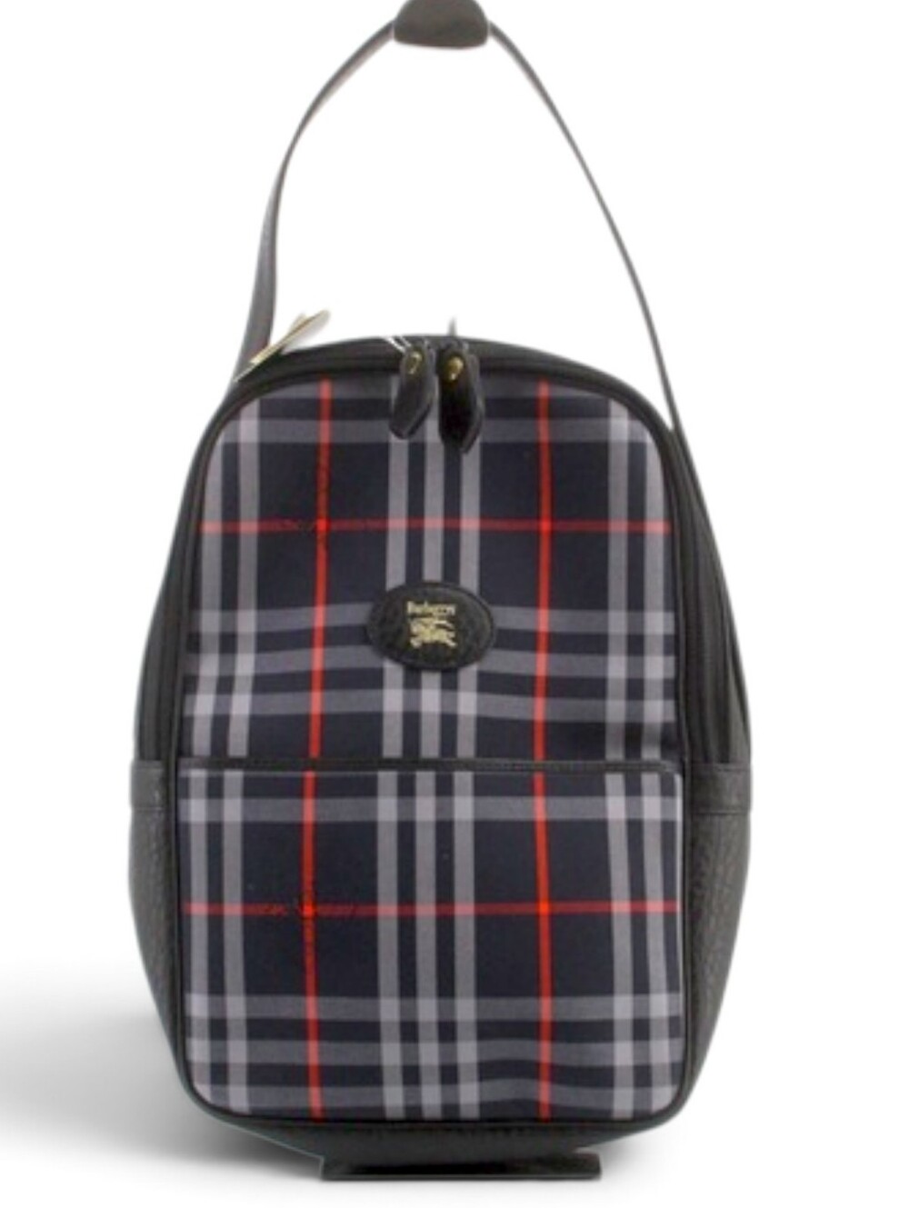 Burberrys Classic Plaid Shoulder Bag in Black and Red Check Canvas
